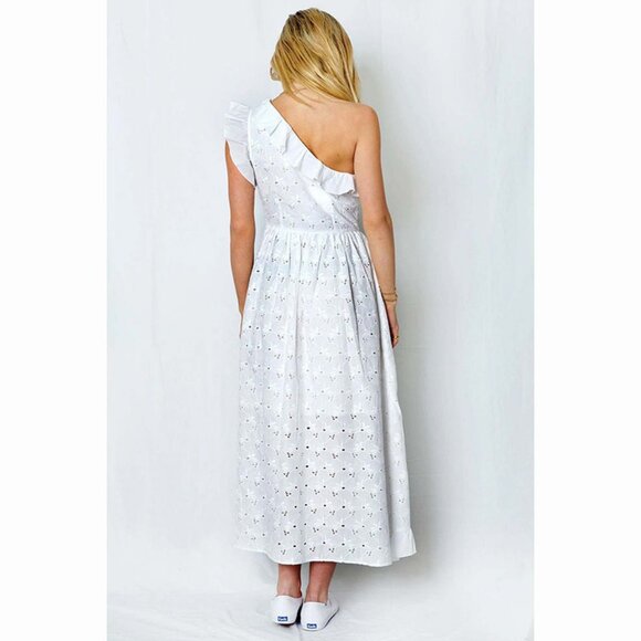Batsheva JUDE White Eyelet One-Shoulder Dress - 16 - Picture 2 of 16